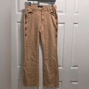 Lauren Jeans Co. Ralph Lauren Southwestern Embroidered Tan Jeans Size 8 EUC